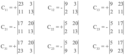 Para calcular C hay que calcular los cofactores de A