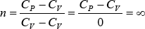 Valores del exponente politrópico n para diferentes transformaciones