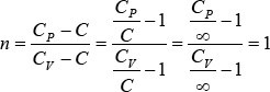 Valores del exponente politrópico n para diferentes transformaciones